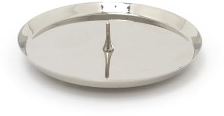 Carousel Home Silver Round Metal Spike Candle Holder Pillar Candle Plate Stand 10cm