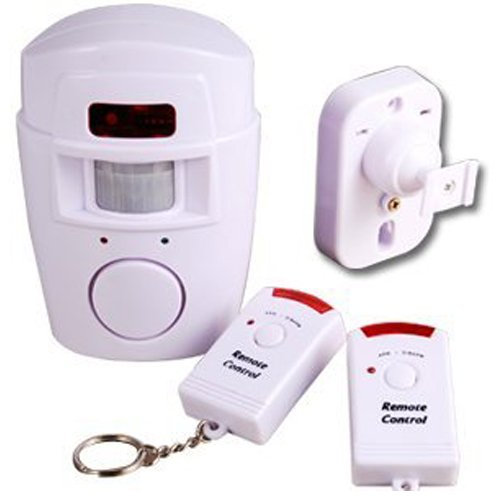 Wireless Pir Motion Sensor - Alarm & Alert Kit with 2 Remote Controls | For Home, Garden Shed, Garage, Caravan & Motorhome | Battery Powered Motion Sensing Security Wireless Pir Alarm - White