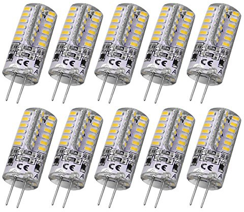 RAYHOO 10pcs G4 Base LED Light Bulbs, Warm White 3000K, 3 Watt Equivalent to 20W T3 Halogen Track Bulb, Non-dimmable, DC 12V