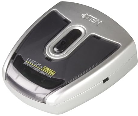 ATEN 2-Port USB 2.0 Peripheral Switch, Schwarz, Silber