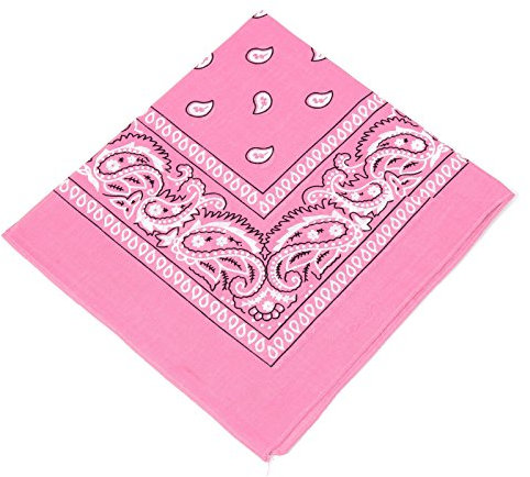 Boolavard 100% Cotton 1pcs, 6pcs or 12pcs Pack Bandanas with Original Paisley Pattern Colour of Choice Headwear/Hair (Pink)