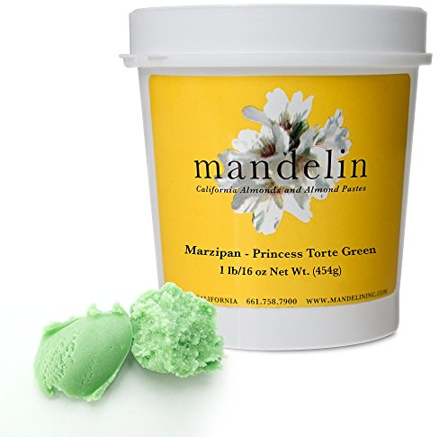 Mandelin Princess Torte Green Marzipan Modeling Paste, 33% Almonds, 67% Sugar (Green, 2 lb)