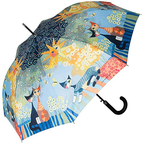 VON LILIENFELD Paraguas de Iluvia Rosina Wachtmeister Dolce Vita Gato Largo Clásico Automático Grande Estable