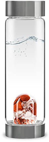VitaJuwel ViA FITNESS | Crystal Water Bottle with Red Jasper, Magnesite & Clear Quartz - Willpower, Strength & Momentum