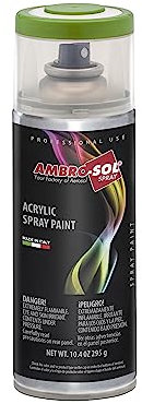 Ambro-Sol V4006018 Smalto Acrilico Multiuso, Vernice Brillante per Interni ed Esterni, Adatto per Qualsiasi Tipo di Materiale, Bomboletta Spray in Banda Stagnata Riciclabile 400 ml, Verde Prato