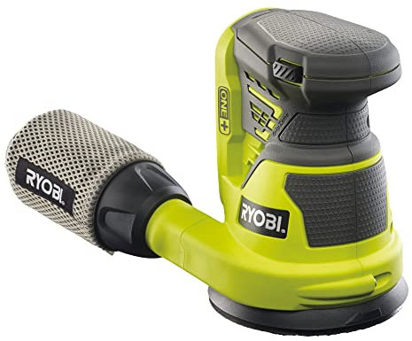 RYOBI - Ponceuse excentrique 18V - oscillation 2,5 mm avec système d'aspiration de poussières - patin diam, 125 mm - 20 000 osc/min - Livrée avec 3 abrasifs - R18ROS-0