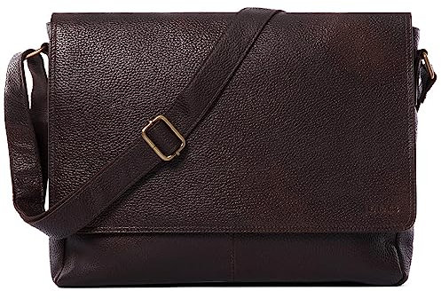 LEABAGS Messenger Bag, Oxford Echtleder Umhängetasche Herren Ständiger Begleiter, Leder Laptoptasche bis 15 Zoll Ausreichend Platz, Umhängetasche mit Schultergurt Begleiter Zur Arbeit