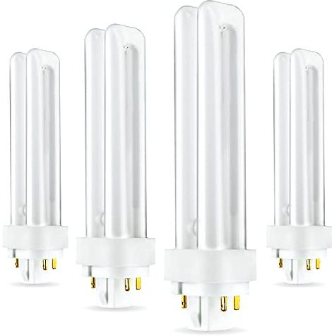 (4 Pack) PLC-13W 835, 4 Pin G24q-1, 13 Watt Double Tube, Compact Fluorescent Light Bulb, Replaces Philips 38327-3, GE 97596 and Sylvania 20671