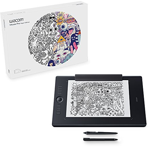 Wacom Intuos Pro Paper Edition Stifttablett Größe L, Grafiktablett (mit Papierklemme inkl. Wacom Pro Pen 2 Eingabestift mit verschiedenen Spitzen & Wacom Finetip Pen, geeignet für Windows & Apple)