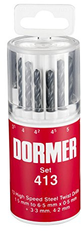 Dormer A191413 HSS High Speed Steel Jobber Drill Bits with 118 Degree Standard Point, Set of 13