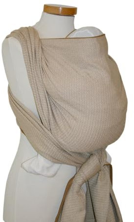 Storchenwiege Baby Tragetuch, 100% Baumwolle, deutsche Produktion, ab Geburt bis ca. 25kg (Natur, 4,6)