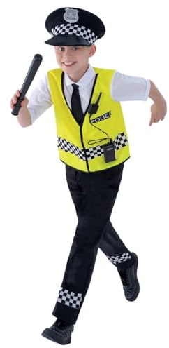Smiffys Polizist Kostüm, mit Oberteil, Hose, Mütze und Funksprechgerät Halloween