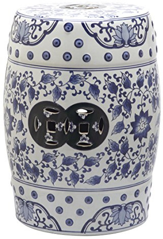 Safavieh Tao Ceramic Decorative Garden Stool, Blue and White