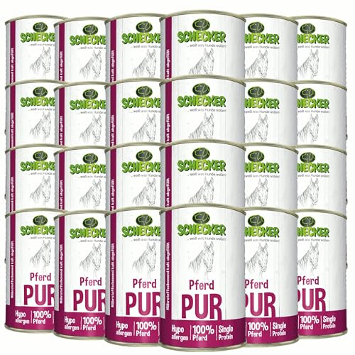Schecker Nassfutter Pferd PUR - Monoprotein (0,41 kg (24er Pack)) | Ohne Getreide, ohne Gluten, ohne Zusätze - Kombinierbar mit Gemüse oder Sensi-Mix
