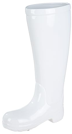 Casablanca moderne Schirmständer Stiefel – Umbrella Stand Regenschirm Aufbewahrung Regenschirmständer Weiß mit Wasserauffangschale - Keramik - T 11 x B 26 x H 45 cm