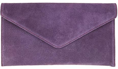 Girly Handbags Femme Suede en cuir italien Enveloppe Pochette Dark Purple