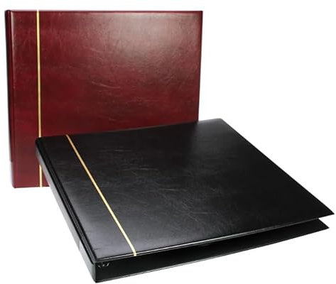 SAFE 1319 Großformatiges Postkarten-Album schwarz mit 8 weißen, 2.seitig nutzbaren Folienblättern für 96 Postkarten I 4-Ring-Mechanik I Norm-Ringabstand: 80-80-80 mm I 375 x 338 x 45 mm