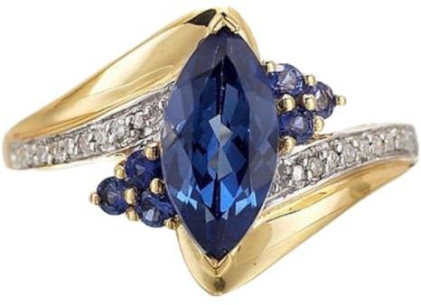 Au Marché du Luxe - Bague plaqué Or 18 carats Saphir CZ Marquise Taille 58