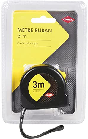 COGEX - Mètre ruban - Boîtier plastique - Avec blocage - Longueur: 3m - Largeur: 13mm - Parfait pour répondre aux besoins des professionnels - Résistant - Bonne prise en main - Pratique