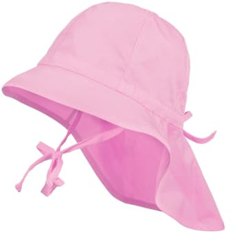 maximo Kinder Sonnenhut Nackenschutz Sommerhut Baumwollhut Hut - mit Kinnband Sommer Frühling-Sommer - 53 cm rosa