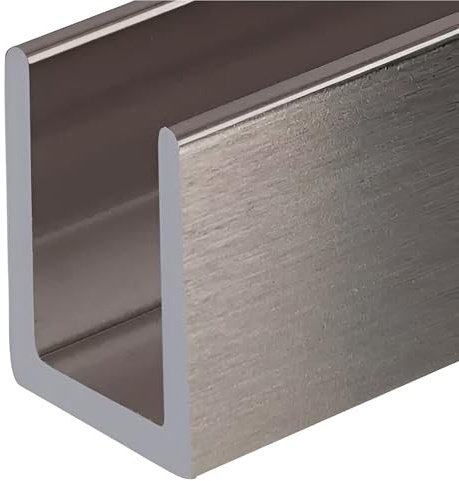 CRL Brushed Nickel Frameless Shower Door Aluminum Deep U-Channel for 3/8 Thick Glass - 95 in long