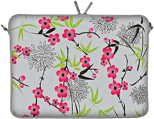 Digittrade LS104-17 Sakura Designer Schutzhülle für Laptops und Notebooks mit einer Bildschirmdiagonale von 43,9 cm (17,3 Zoll) grau-rosa