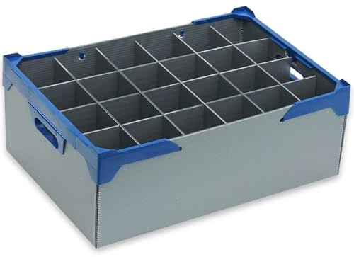 Wine Glass Storage Boxes (Pack of 5) – 24 Cell Glassware Storage Crates – Stackable Glass Storage Box for Catering, Bars & Events – Glass Max Height 190mm, Glass Max Width 81mm