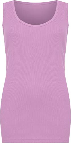 WearAll Plus Size Womens Plain Ribbed Ladies Sleeveless Scoop Neck Vest Top - 14-28