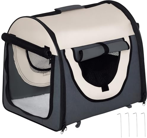 PawHut Trasportino per Animali Domestici Pieghevole in Oxford con Cuscino Rimovibile Lavabile e Borsa per Trasporto, Grigio Scuro