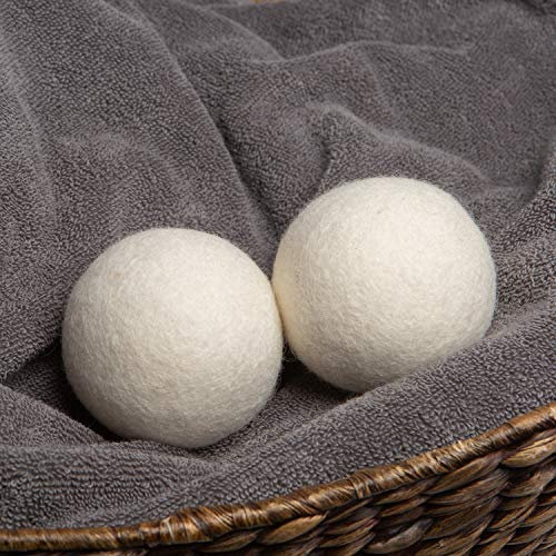 Woolite Reusable Wool Laundry Dryer Balls, Cuts Drying Time in Half, Natural Fabric Softener, Reduces Clothing Wrinkles, Eco-Friendly, Money Saver, 2-Pack