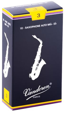 Vandoren SR213 Stärke 3 Traditionelles Altsaxophon Blätter (10er-Packung)