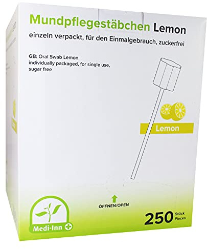 Medi-Inn Mundpflegestäbchen zuckerfrei zur Mundpflege (1 x 250 Stück, Geschmack Lemon)
