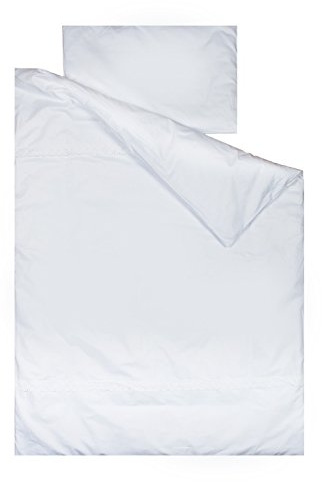 Nordiskt påslakan för spjälsäng 70 x 140 cm och örngott (100 x 135 cm, 30 x 60 cm) - 100% bomull - Vizaro - vitt broderi