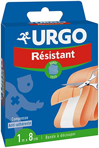 Urgo - Bande à Découper Résistant Bande en Tissu Compresse Anti-Adhérente 1 m x 8 cm, Bleu, 1 x 0.08 m (Lot de 1)