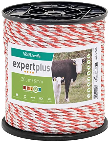VOSS.farming 400m Weidezaunseil in 6mm Stärke mit extra dickem Kupferleiter