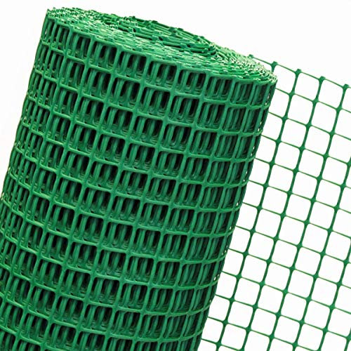 Novmax 30m² HDPE Kunststoffzaun, 1,2m Höhe x 25m Länge, Masche 30mm, Grün, Quadratisch
