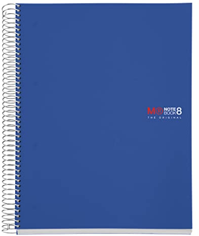Miquelrius - A4 kariertes Notizbuch 5 mm, 200 Blatt mit 8 Farbbändern, extraopakes 70 g/m² Papier, robuste Polypropylen-Deckel mit 4-fach Lochung, Notebook The Originals, Blau