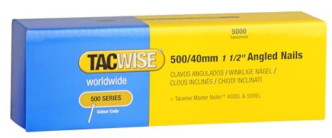 Tacwise 0827 Type 500/40 mm Verzinkte Stauchkopfnägel, 26°, 5000 Stück | Abgewinkelt 26°, Entspricht 18G