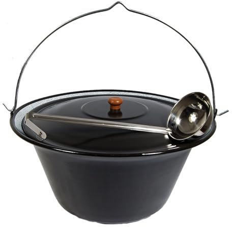 troph-e-shop Set Gulaschkessel Gulaschtopf Emaille 30 Liter + Deckel Gratis Schöpflöffel