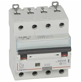 411205 Legrand Disjoncteur différentiel tétrapolaire 16A 300mA type AC - DX³6000 10kA 4P