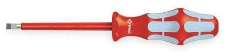 Wera 05022732001 3160 i VDE Tournevis isolé pour vis à fente, acier inoxydable, 1.0 x 5.5 x 125 mm, Rouge/Ice bleu