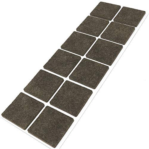 Adsamm® / 12 x feltrini autoadesivi/Marrone / 40x40 mm/Quadrato/piedini per mobili in feltro da 3.5 mm di spessore/pad protettivi per arredi