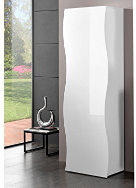 möbelando Garderobenschrank >Onda< in Weiß/Hochglanz - 63x185x40cm (BxHxT)