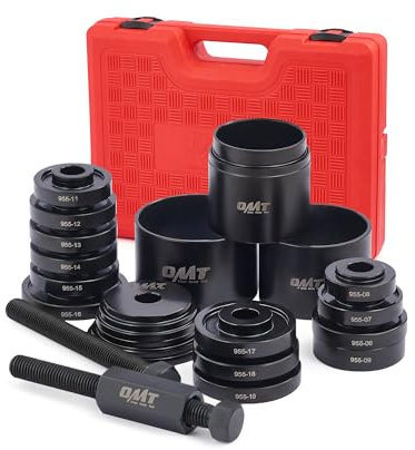 Orion Motor Tech Wheel Bearing Puller Tool Set for Front Wheel Drive Bearing Removal & Installation, 24pc Automotive Bearing Press Kit with Sliding Screws Universal Bushings Sleeves Storage Case, Red