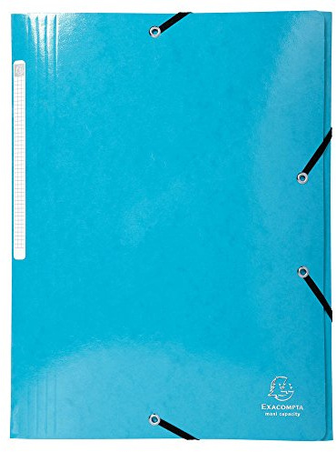 Exacompta 55827E 25er Pack Premium Einschlagmappe Iderama. Aus beschichteten Colorspan-Karton DIN A4 mit 2 Gummizügen und 3 Klappen Hellblau Sammelmappe Dokumentenmappe