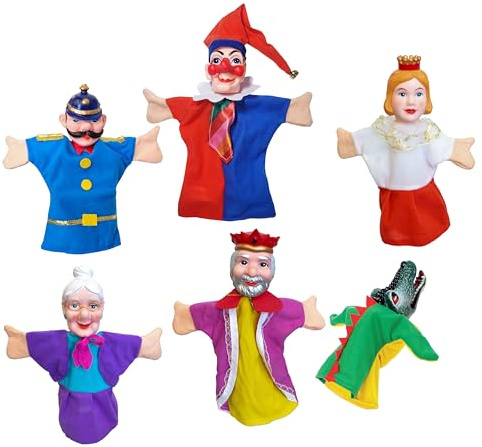 Handpuppen Sortiment Kasperlfiguren 6tlg m Krokodil 25cm