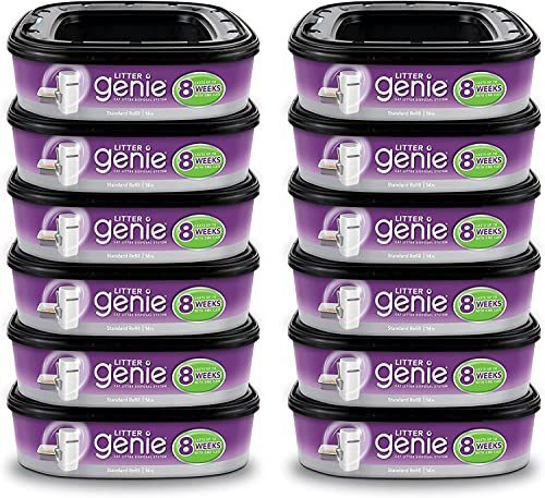 Litter Genie Ultimate Cat Litter Disposal System Refills, Lås undan lukt, lila, 12 patroner