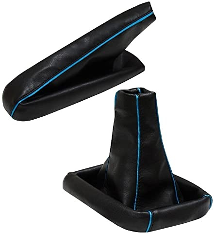 AERZETIX: Funda para palanca de cambios y freno de mano de piel sintética negro/azul