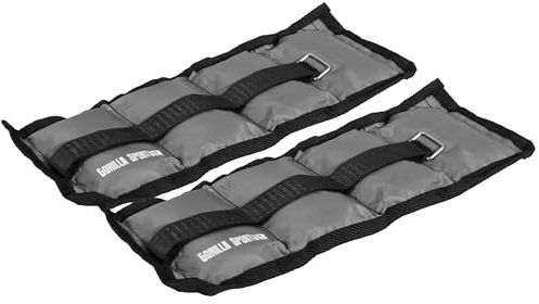 GORILLA SPORTS® Gewichtsmanschetten 1–10 kg, 2er-Set, verstellbar | Mit Klettverschluss, Metallgranulat-Füllung und verstärkten Nähten; Fußgelenkgewichte, Armgewichte, Handgelenkgewichte