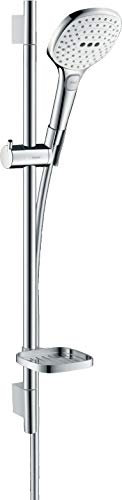 hansgrohe Raindance Select E 120 Duschset 0,65m, 3 Strahlarten, mit Seifenablage, Weiß/Chrom